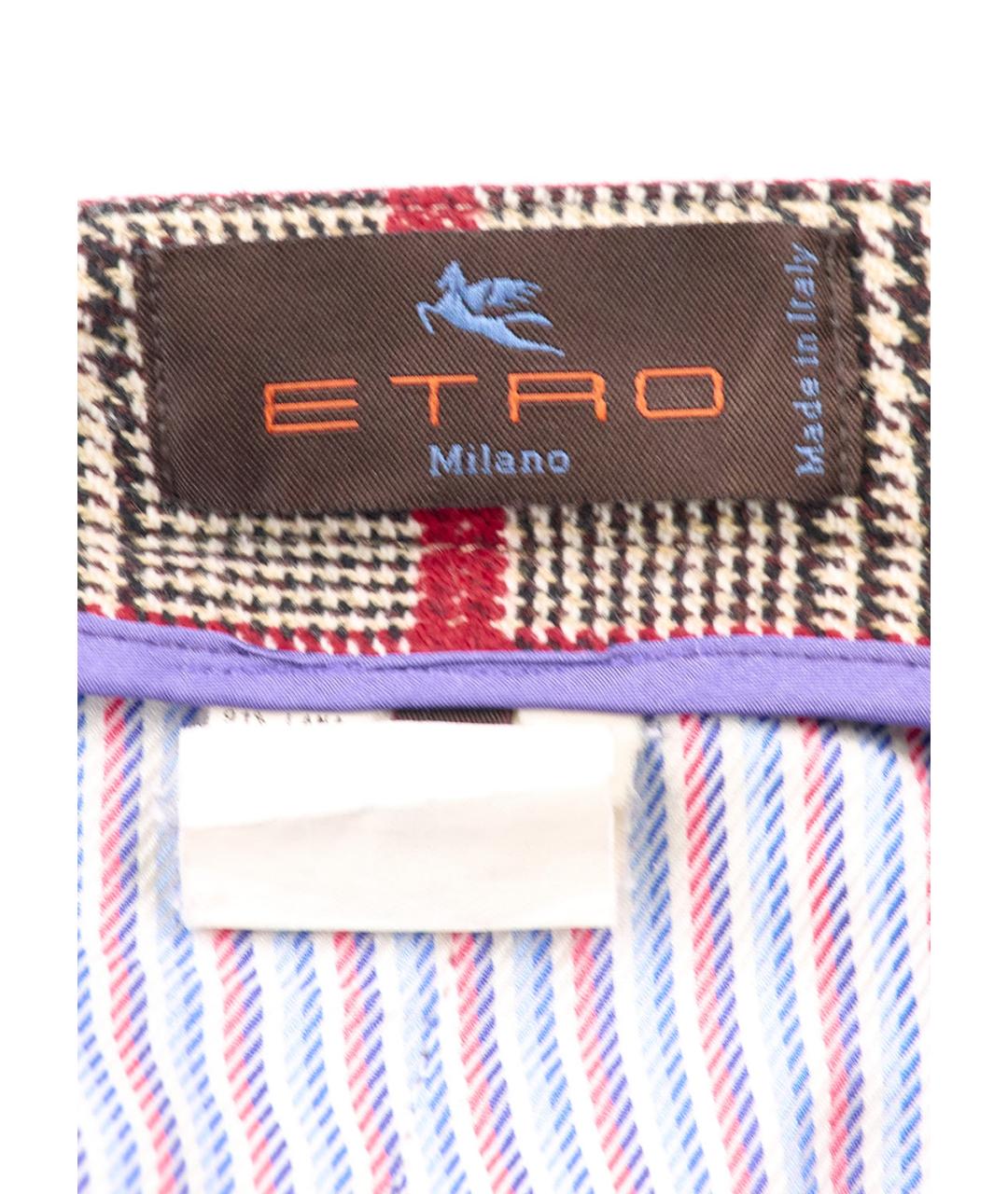 ETRO Мульти шерстяные повседневные брюки, фото 4