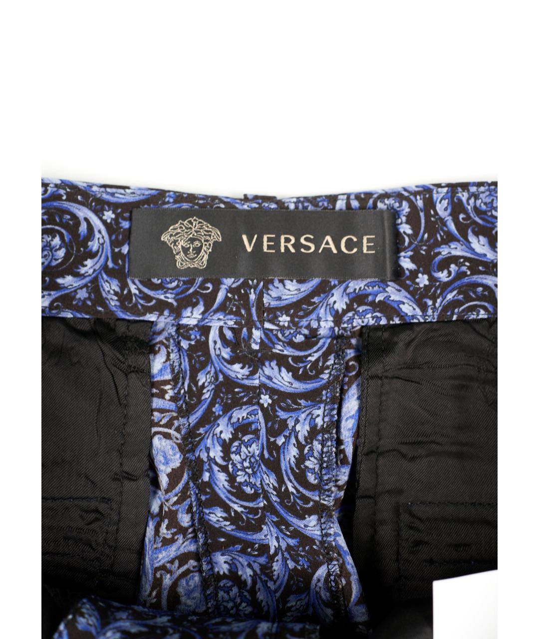 VERSACE Синие шелковые брюки широкие, фото 3