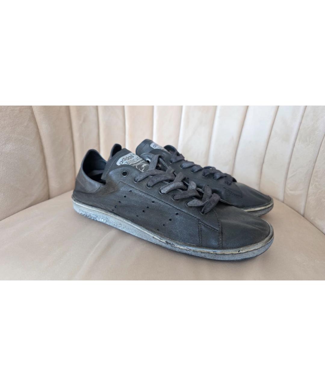 ADIDAS Черные кожаные низкие кроссовки / кеды, фото 7