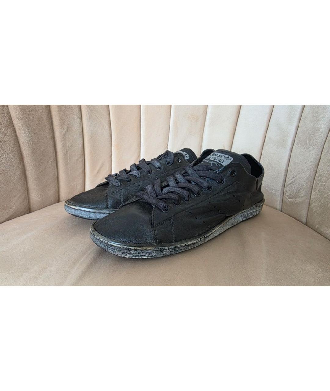 ADIDAS Черные кожаные низкие кроссовки / кеды, фото 3