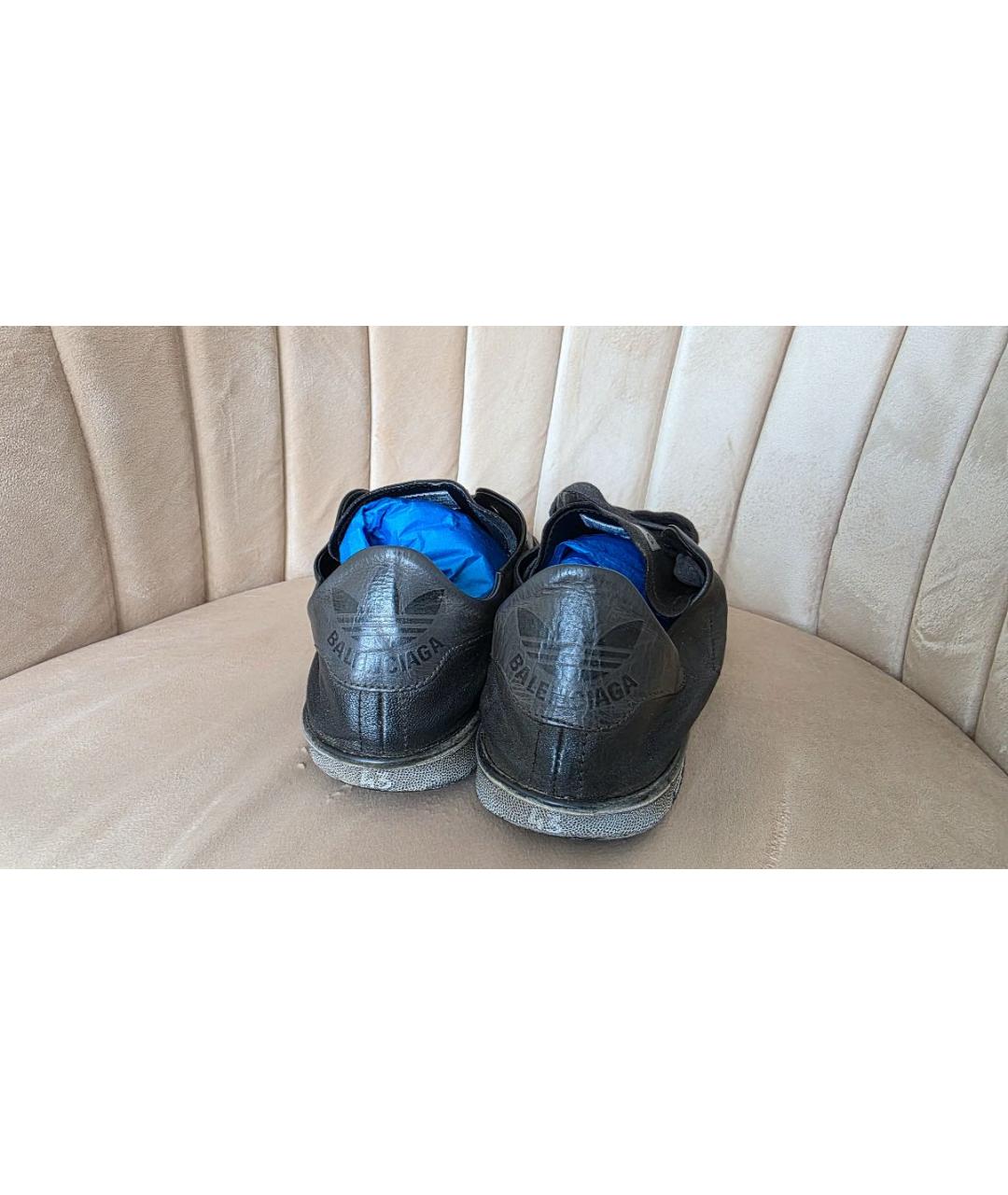 ADIDAS Черные кожаные низкие кроссовки / кеды, фото 2