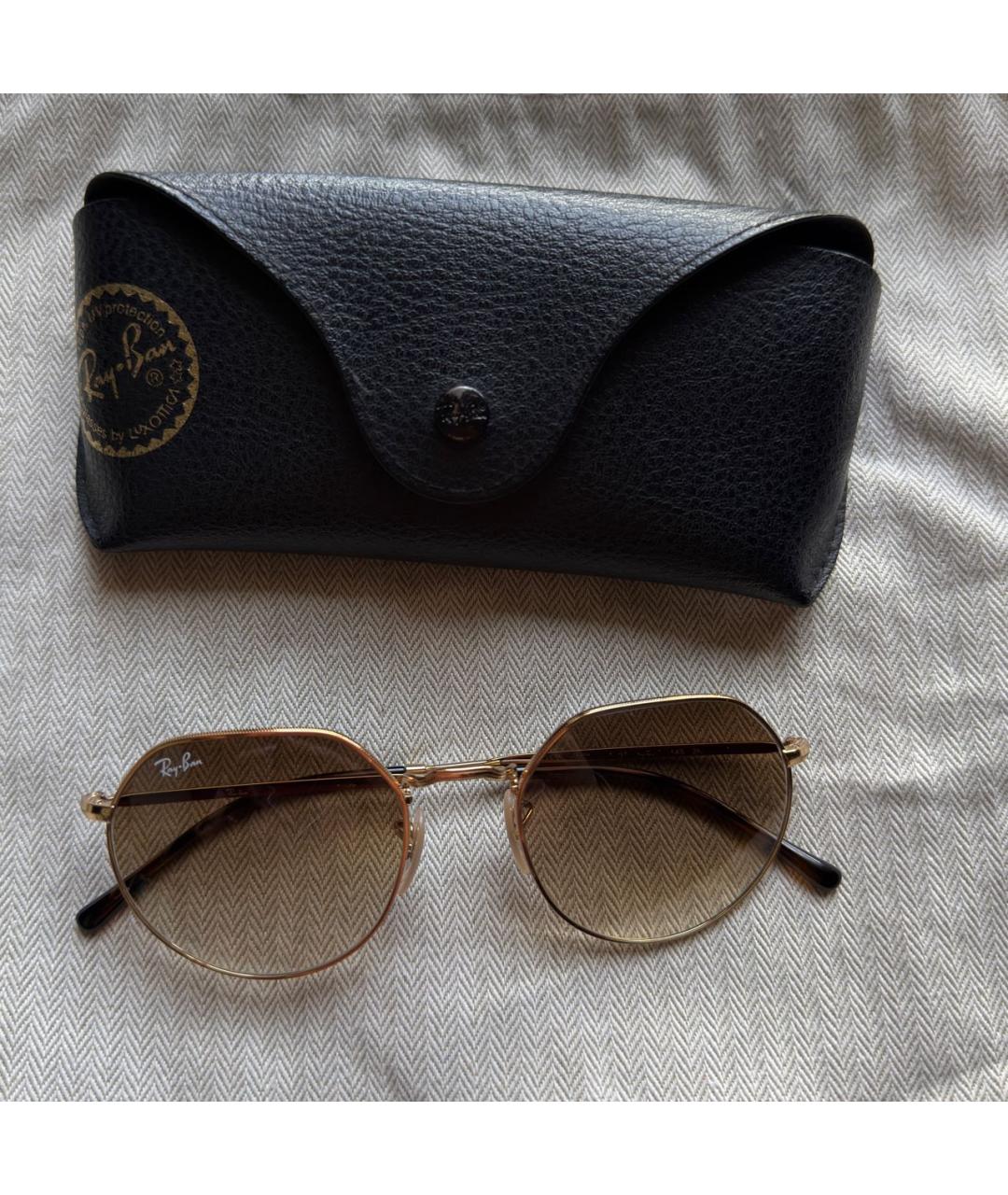 RAY BAN Золотые металлические солнцезащитные очки, фото 7