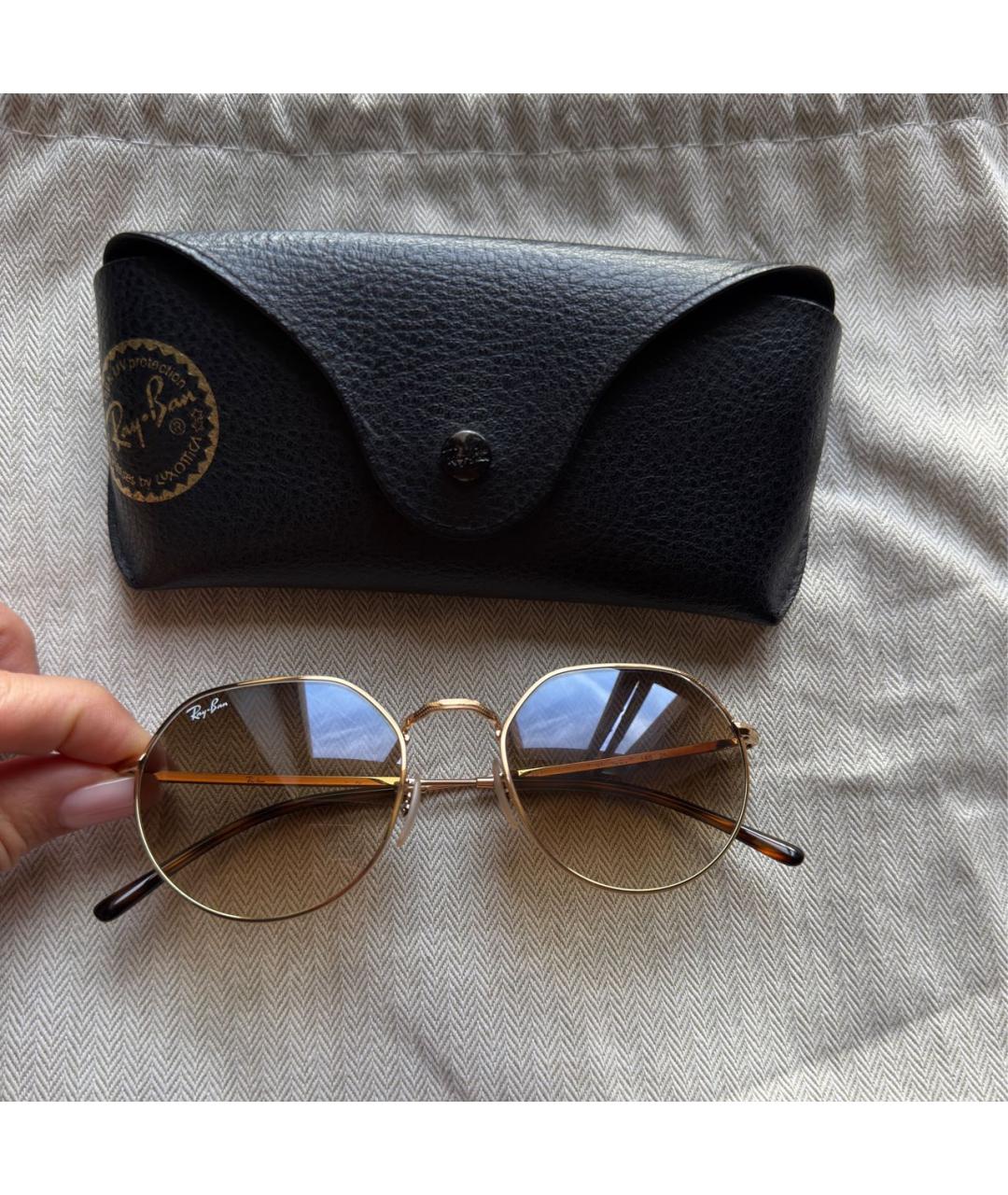 RAY BAN Золотые металлические солнцезащитные очки, фото 2