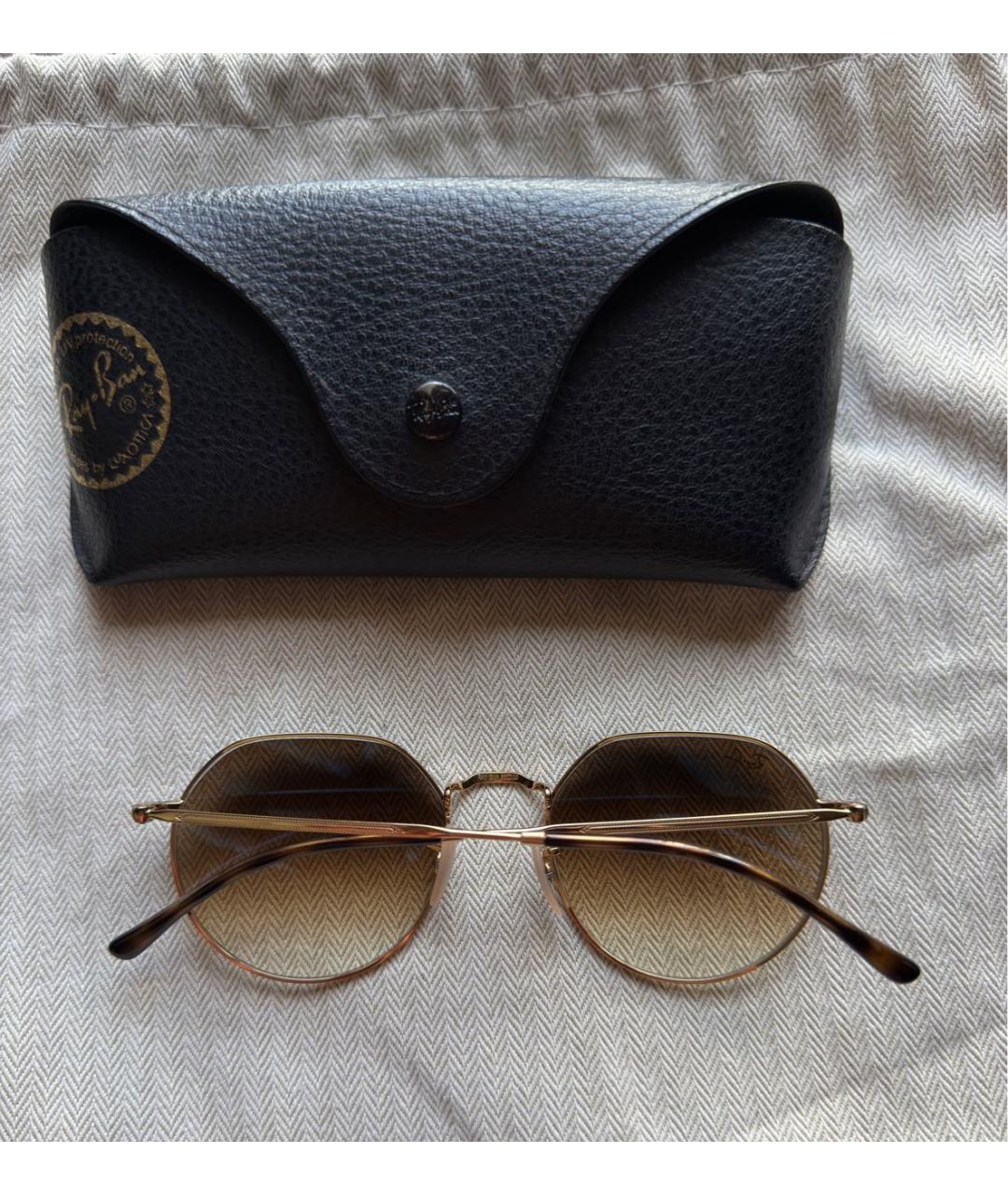 RAY BAN Золотые металлические солнцезащитные очки, фото 5