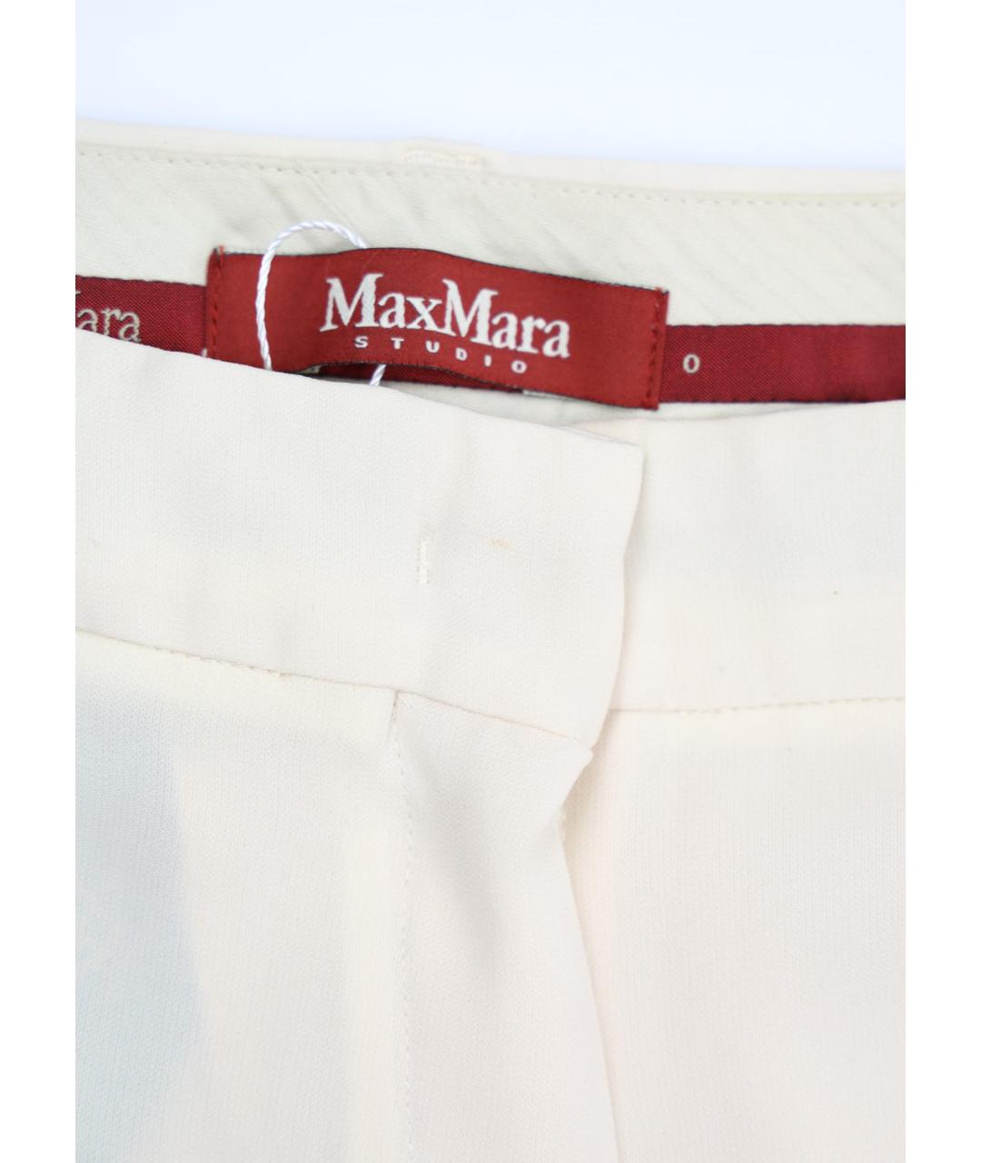 MAX MARA STUDIO Бежевые полиэстеровые прямые брюки, фото 4