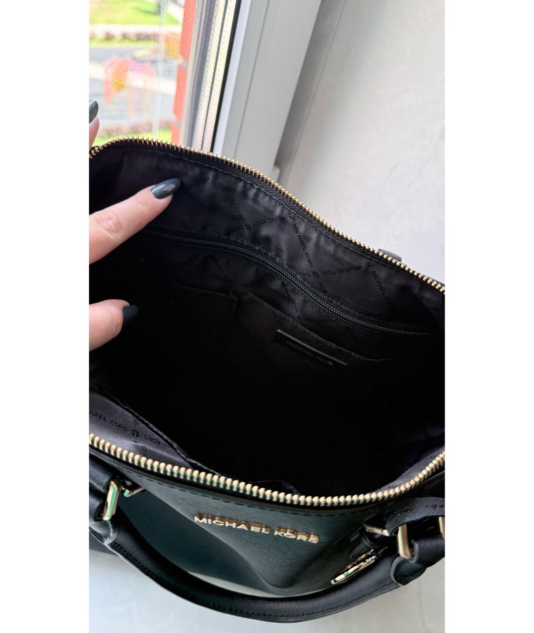 MICHAEL KORS Черная кожаная сумка с короткими ручками, фото 4