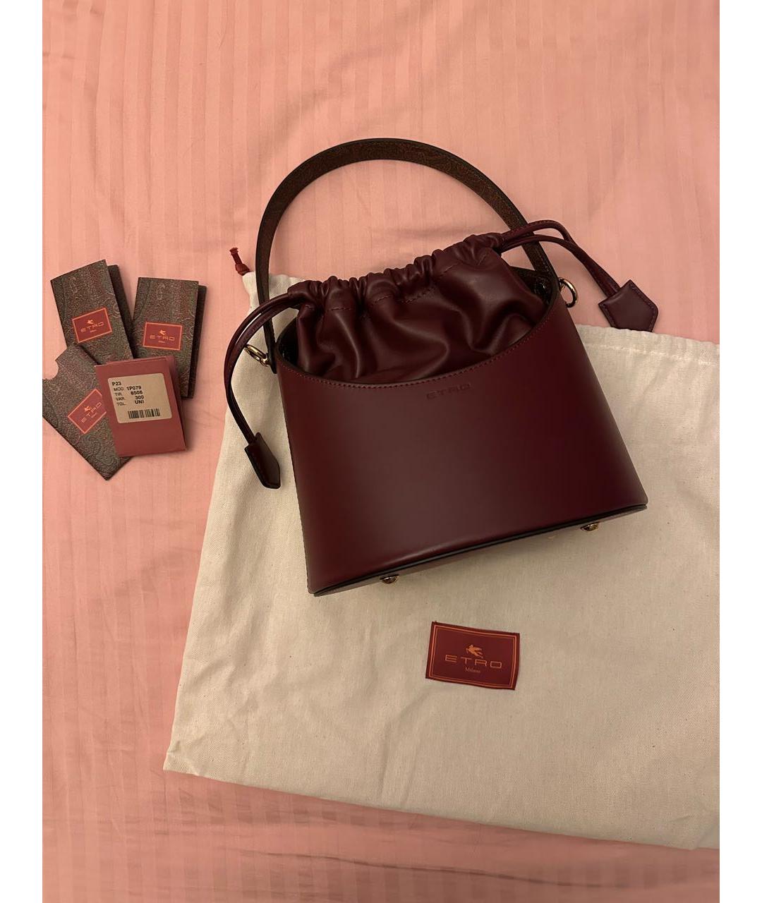ETRO Бордовая кожаная сумка с короткими ручками, фото 6