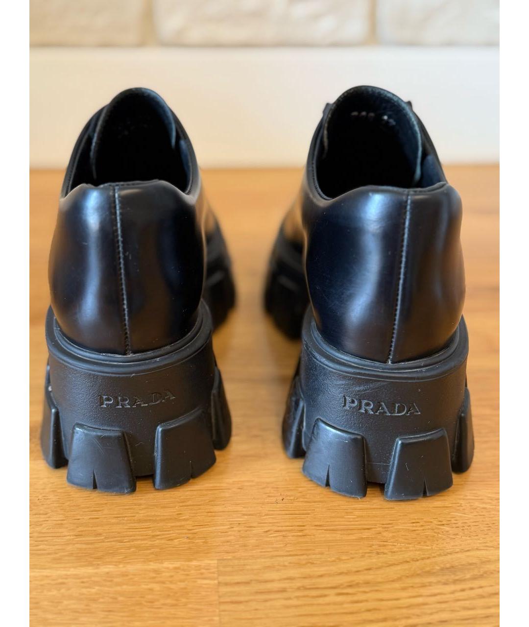 PRADA Черные кожаные ботинки, фото 4