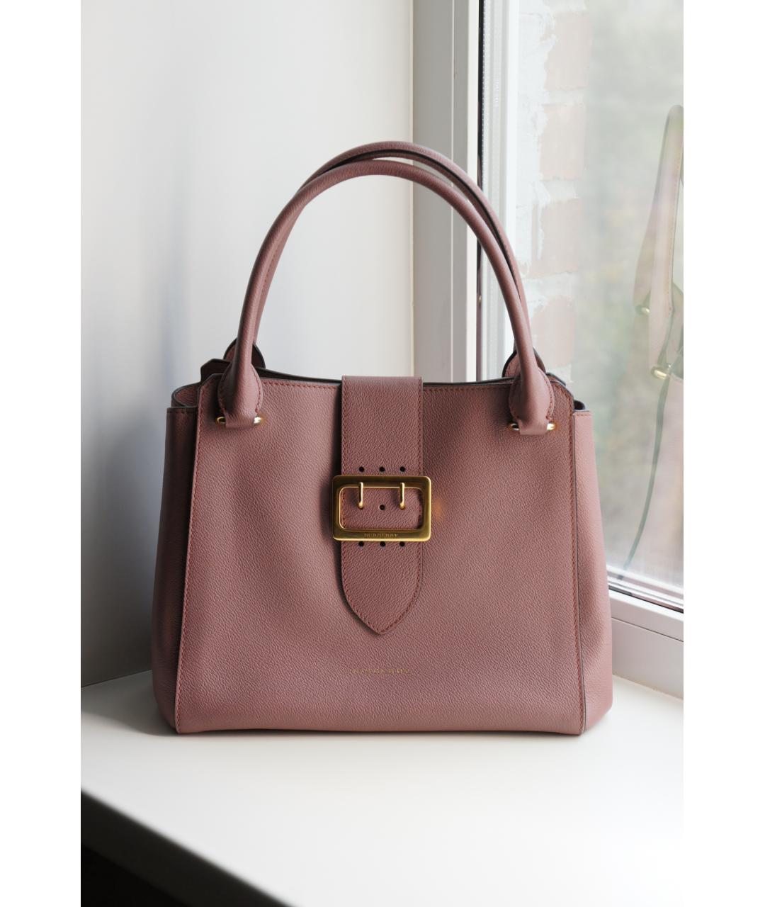 BURBERRY Розовая кожаная сумка тоут, фото 2