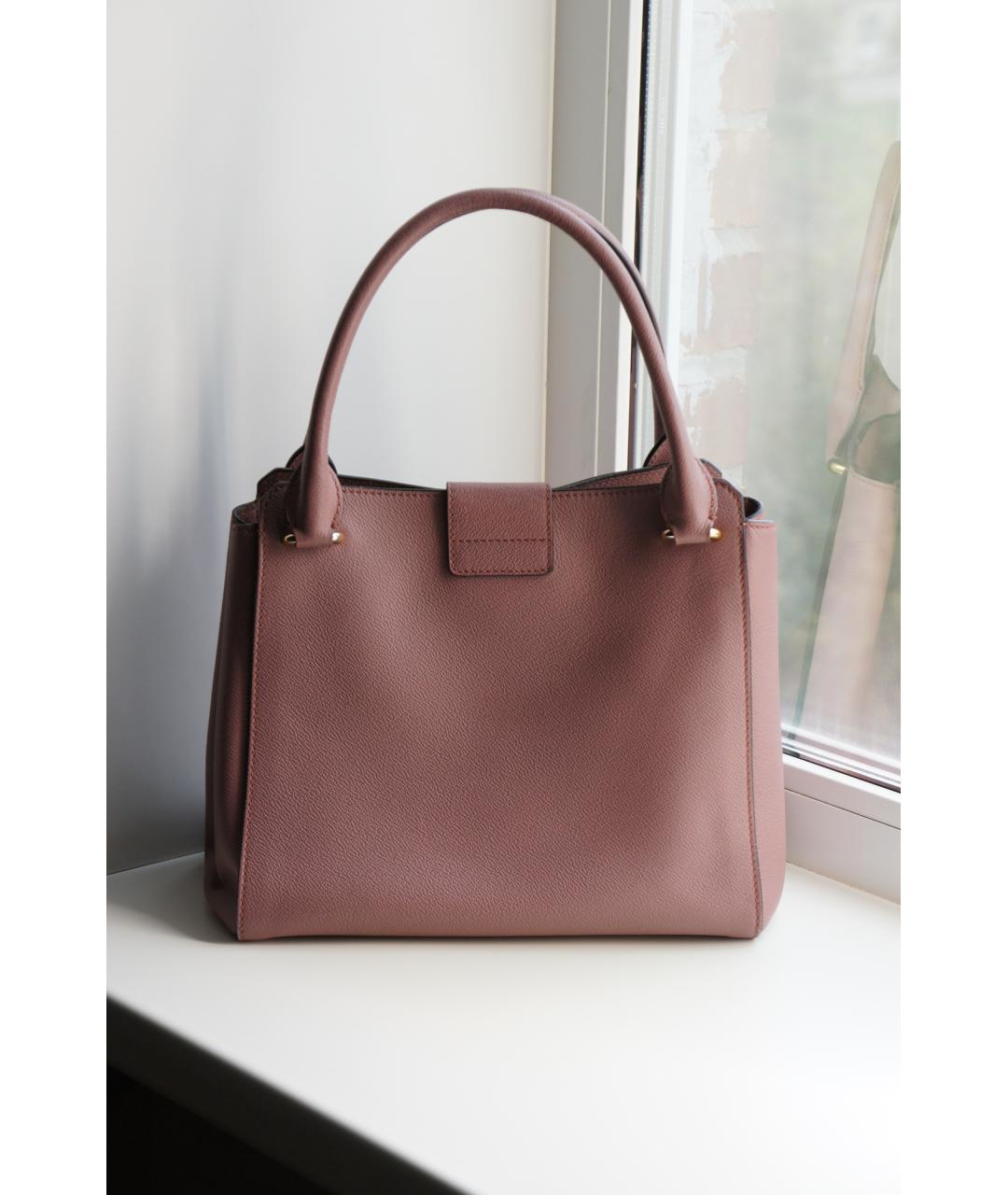 BURBERRY Розовая кожаная сумка тоут, фото 4
