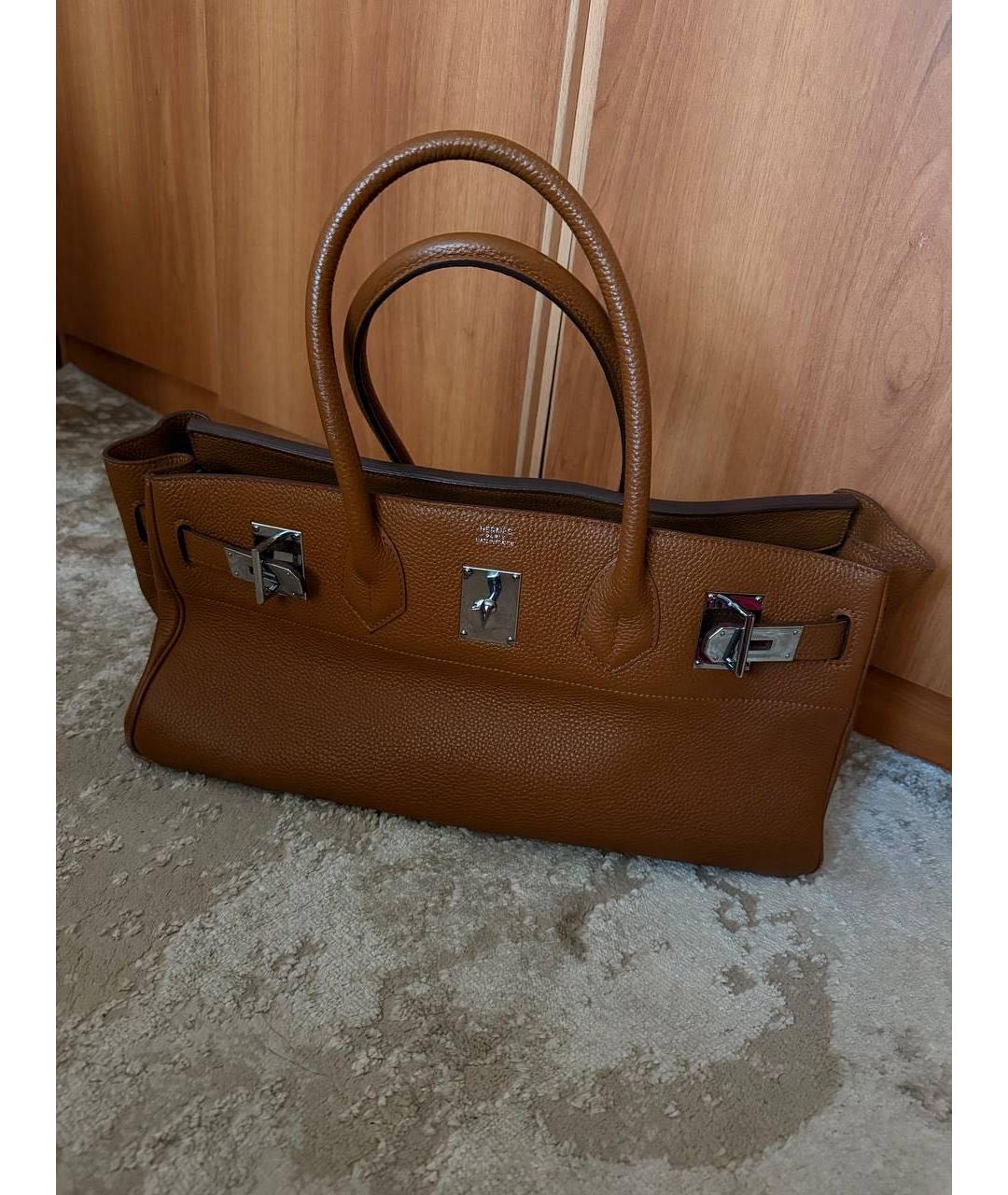 HERMES Коричневая кожаная сумка тоут, фото 7