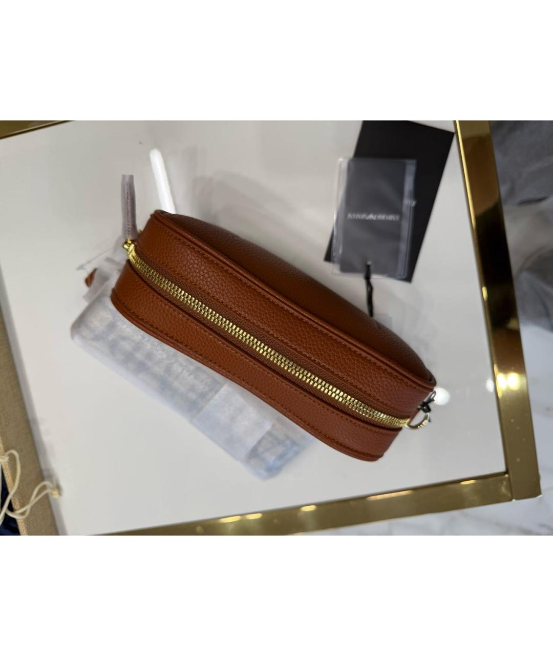 EMPORIO ARMANI Коричневая сумка через плечо из искусственной кожи, фото 4