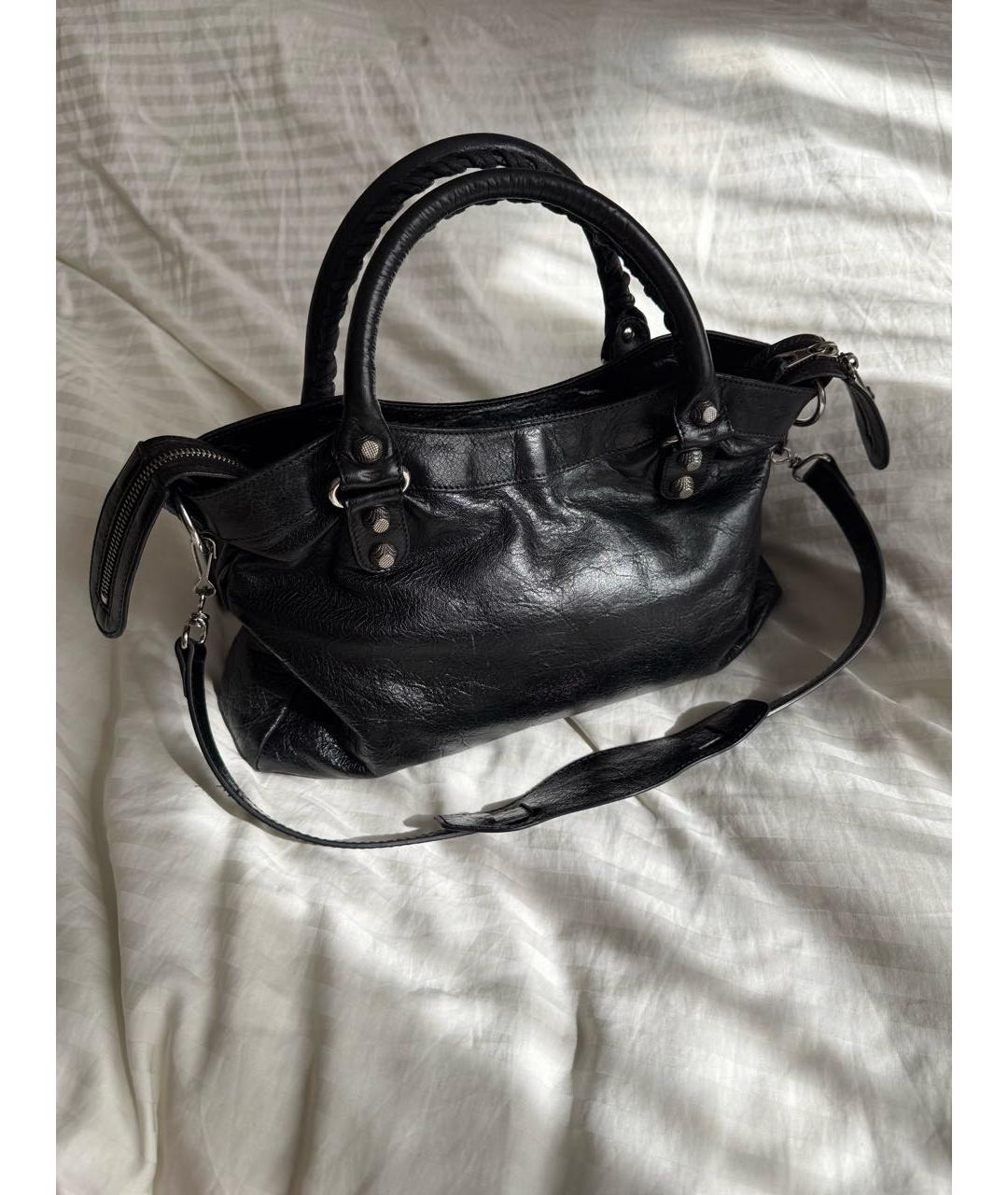 BALENCIAGA Черная кожаная сумка с короткими ручками, фото 2