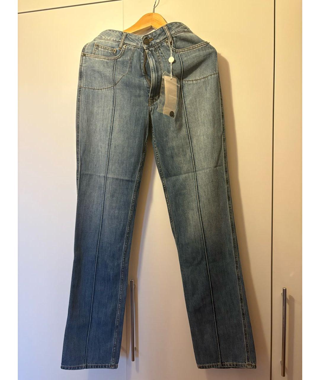 MAISON MARGIELA Синие хлопковые прямые джинсы, фото 5
