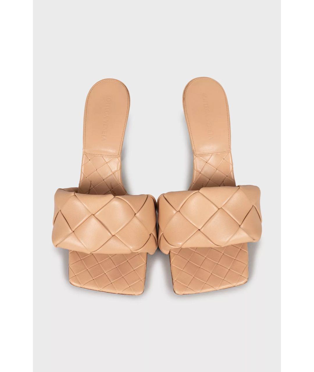 BOTTEGA VENETA Бежевые кожаные босоножки, фото 2
