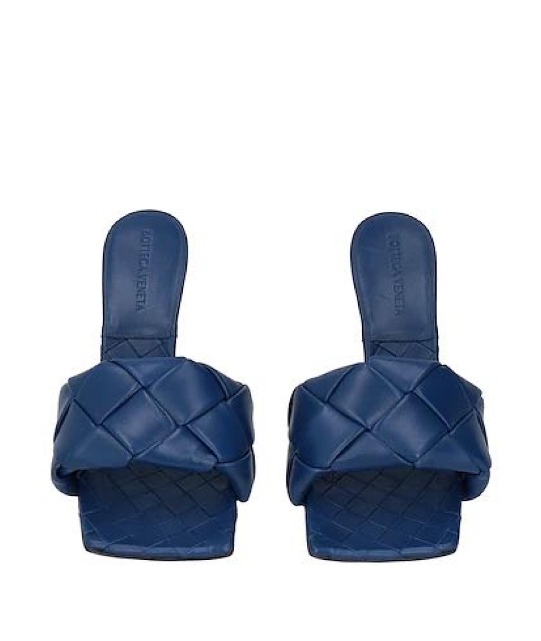 BOTTEGA VENETA Темно-синие кожаные босоножки, фото 2