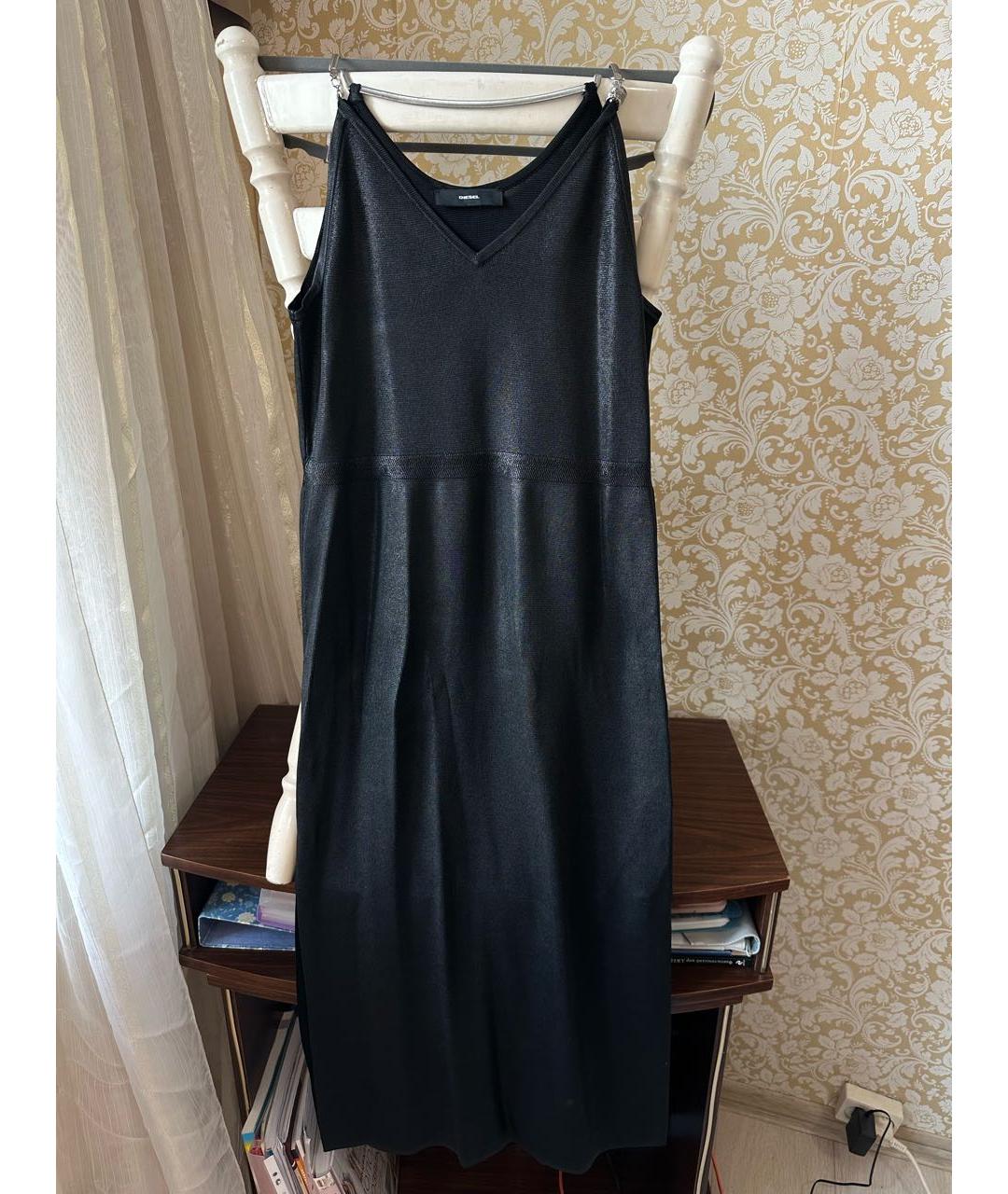 DIESEL Черное вискозное коктейльное платье, фото 2
