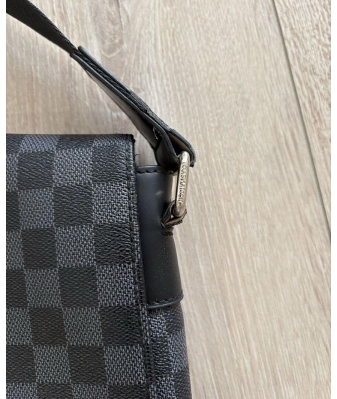 LOUIS VUITTON Антрацитовая кожаная сумка на плечо, фото 3