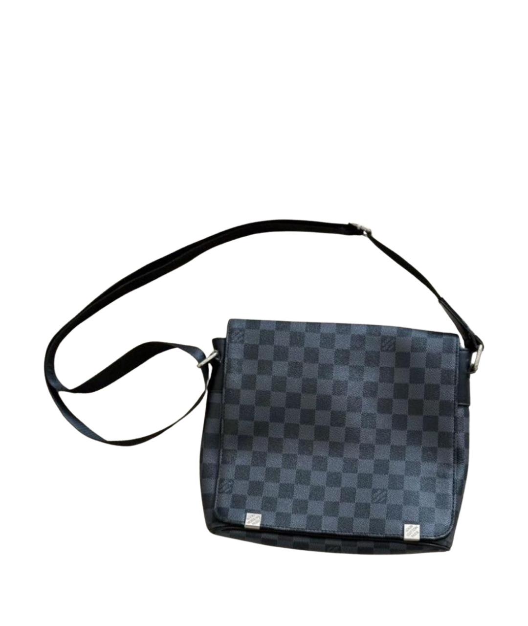 LOUIS VUITTON Антрацитовая кожаная сумка на плечо, фото 1