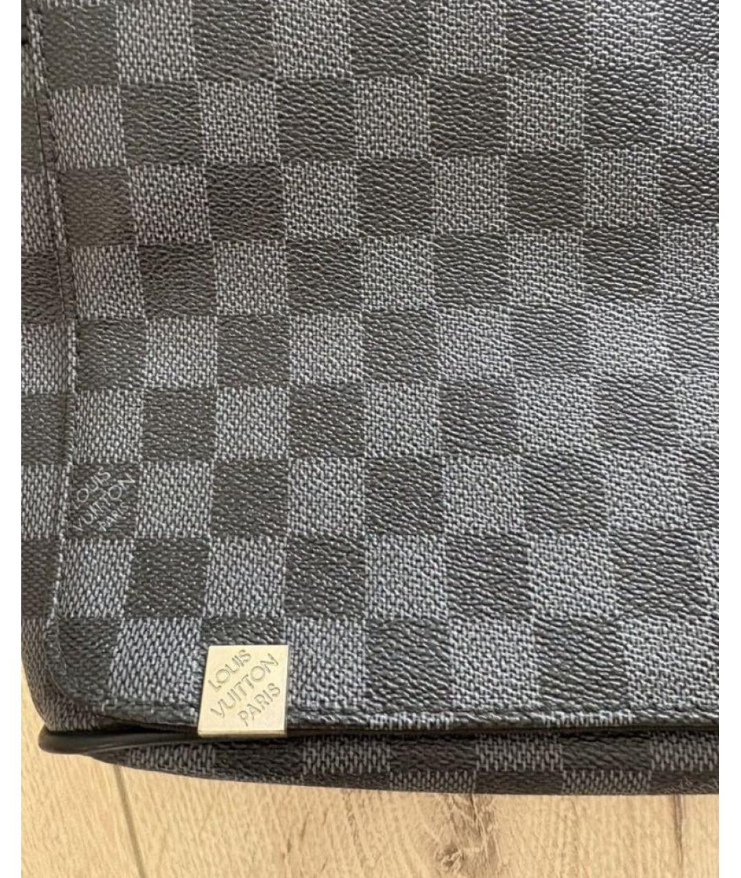 LOUIS VUITTON Антрацитовая кожаная сумка на плечо, фото 2