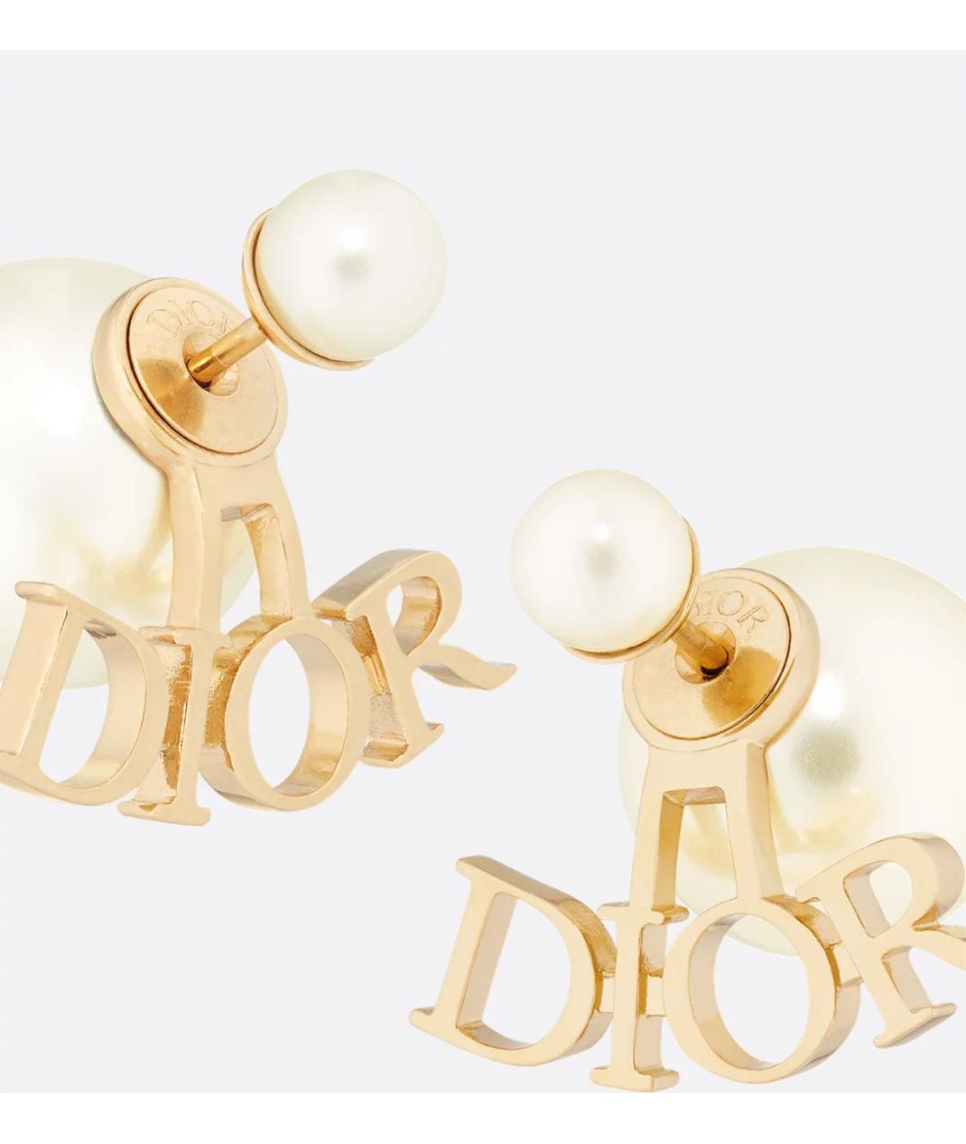 CHRISTIAN DIOR Золотые металлические серьги, фото 3