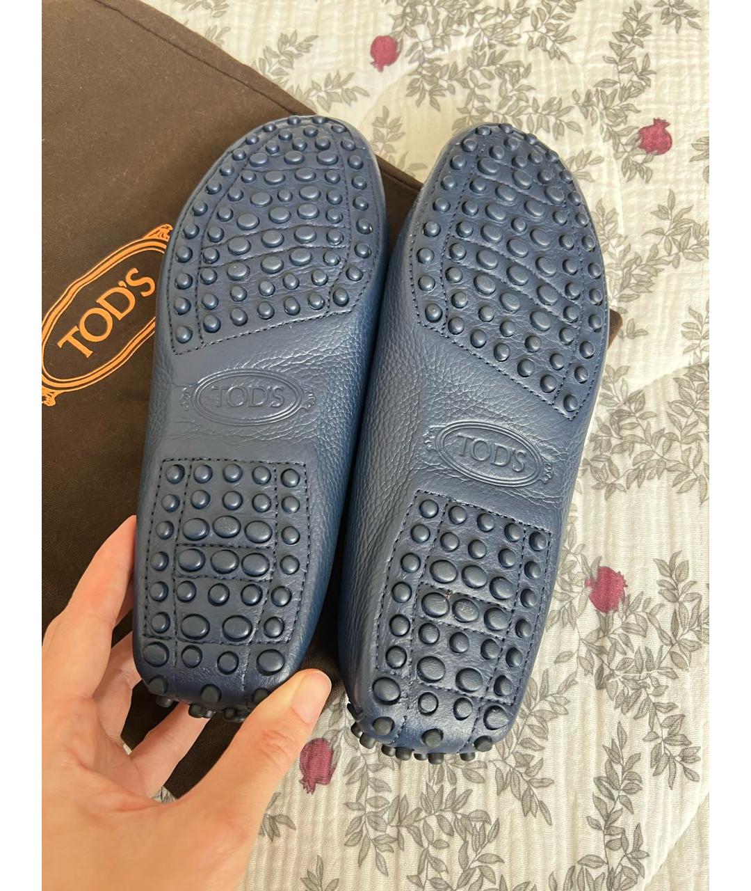 TOD'S Темно-синие кожаные лоферы, фото 6