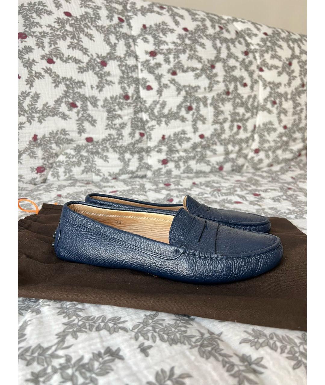 TOD'S Темно-синие кожаные лоферы, фото 7