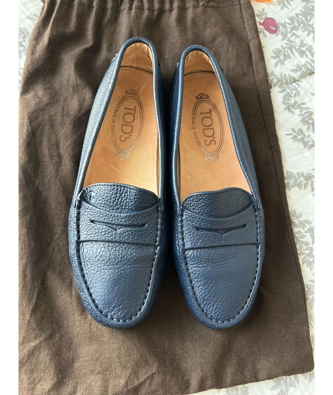TOD'S Темно-синие кожаные лоферы, фото 2