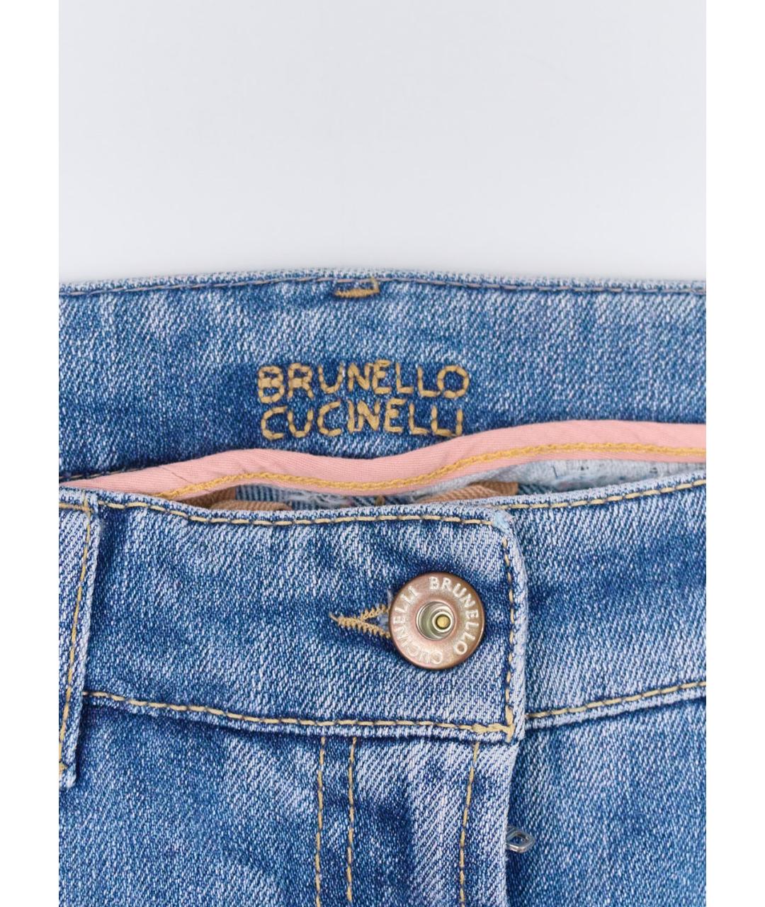 BRUNELLO CUCINELLI Голубые хлопковые прямые джинсы, фото 3