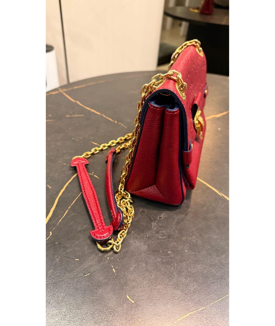 LOUIS VUITTON Бордовая кожаная сумка через плечо, фото 7