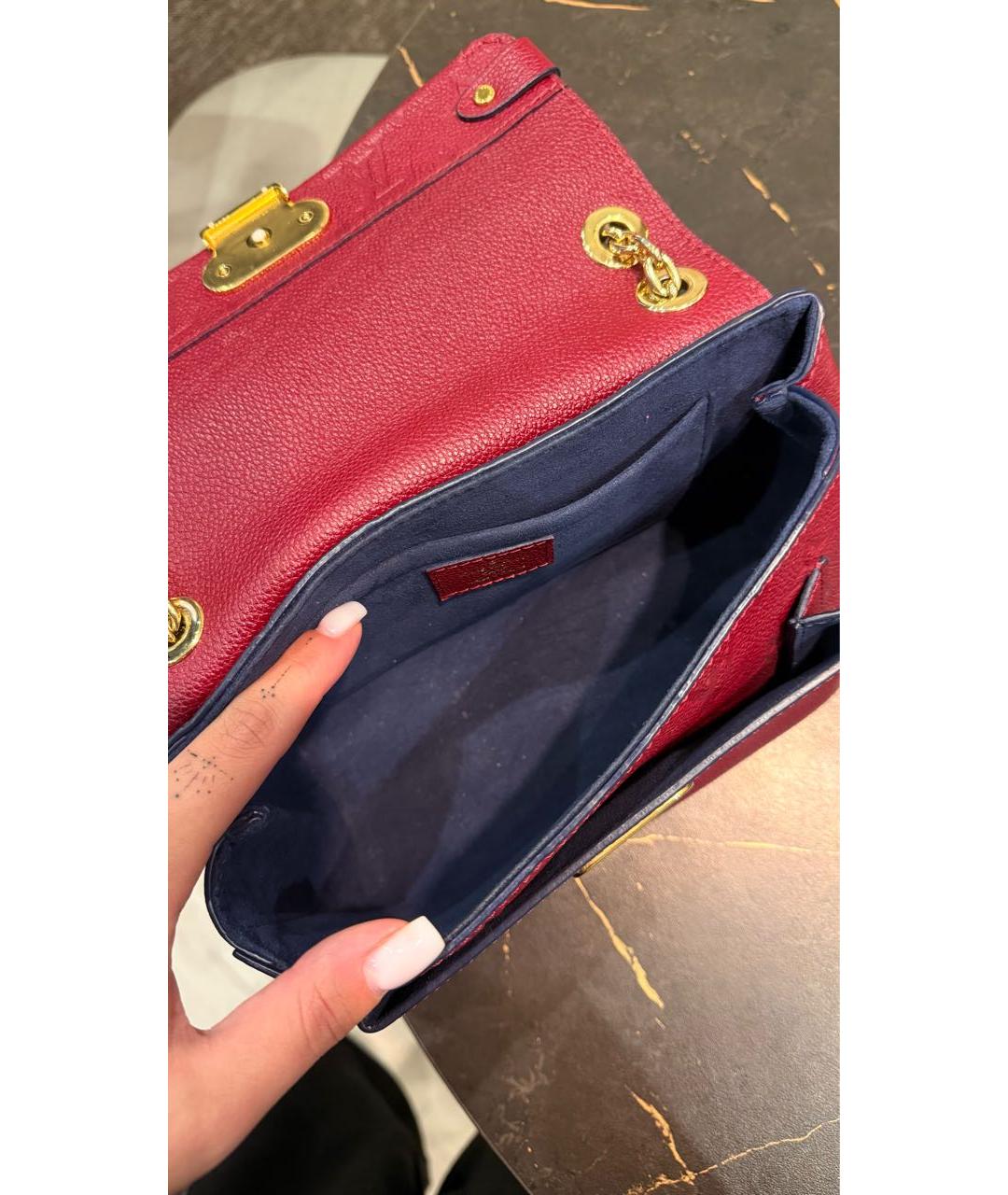 LOUIS VUITTON Бордовая кожаная сумка через плечо, фото 4