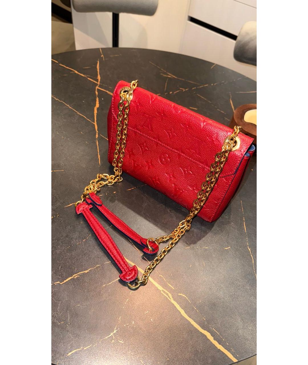 LOUIS VUITTON Бордовая кожаная сумка через плечо, фото 5