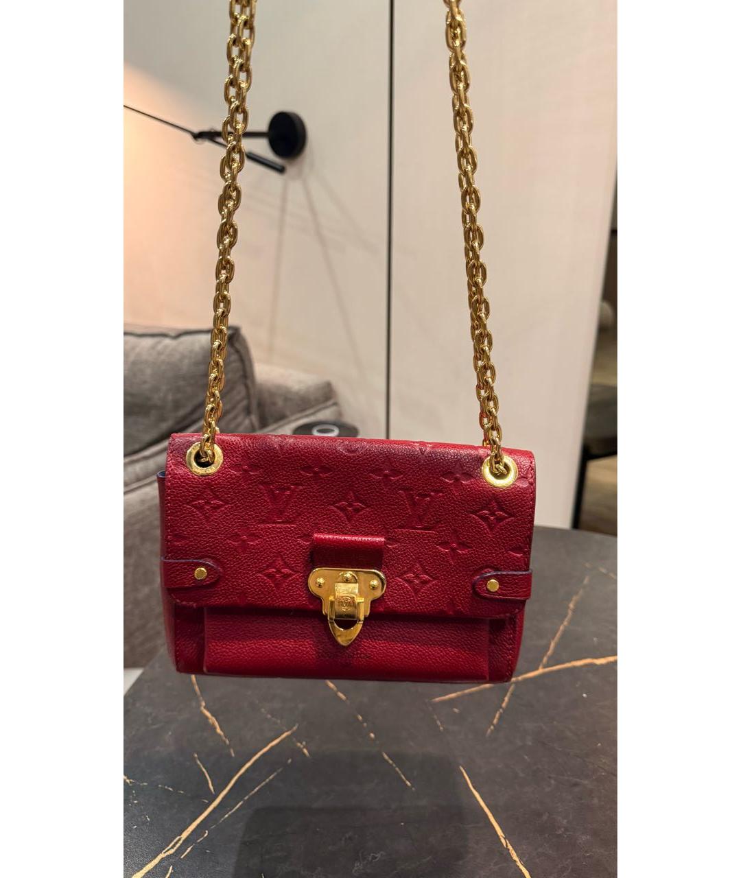 LOUIS VUITTON Бордовая кожаная сумка через плечо, фото 8