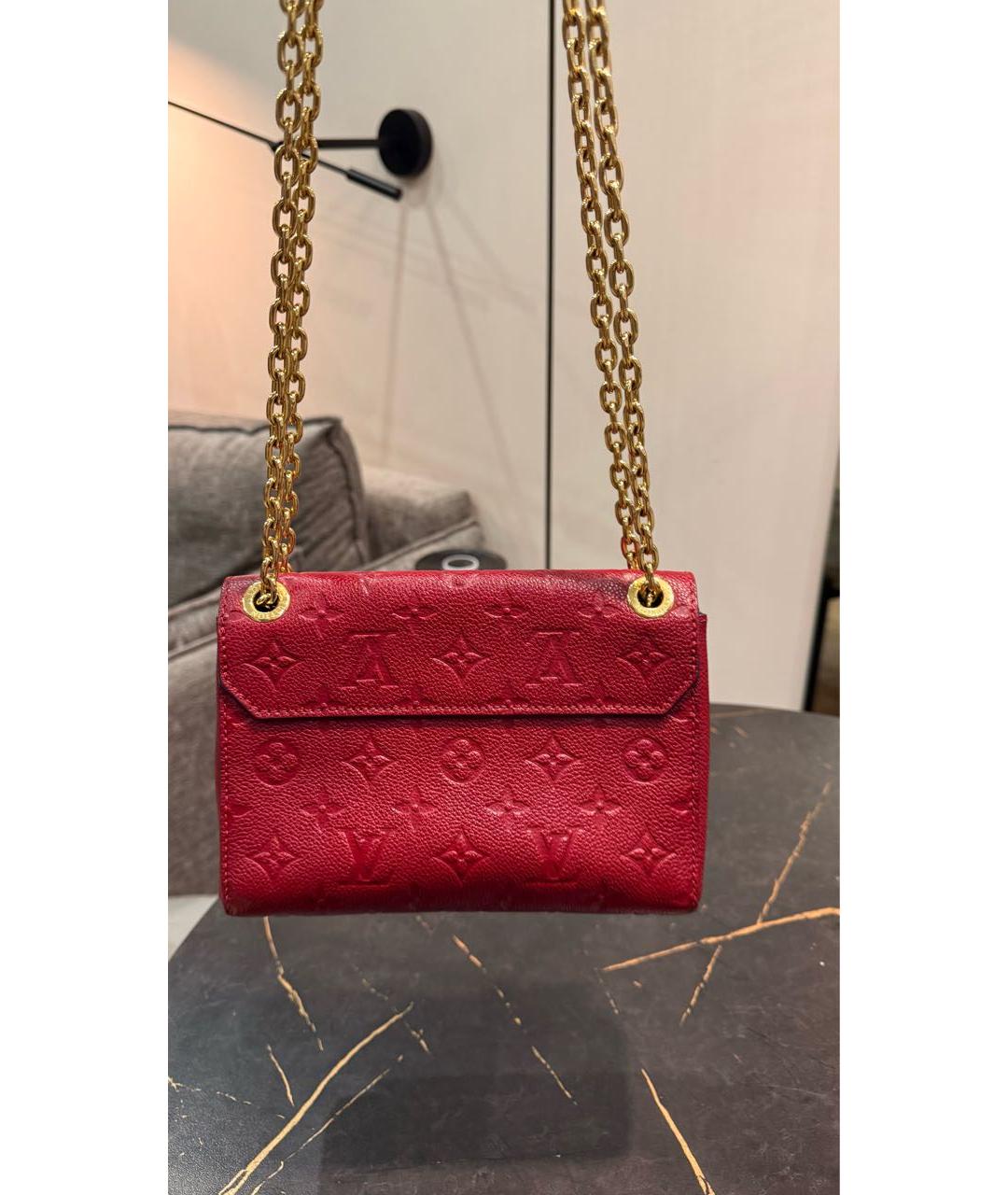 LOUIS VUITTON Бордовая кожаная сумка через плечо, фото 3