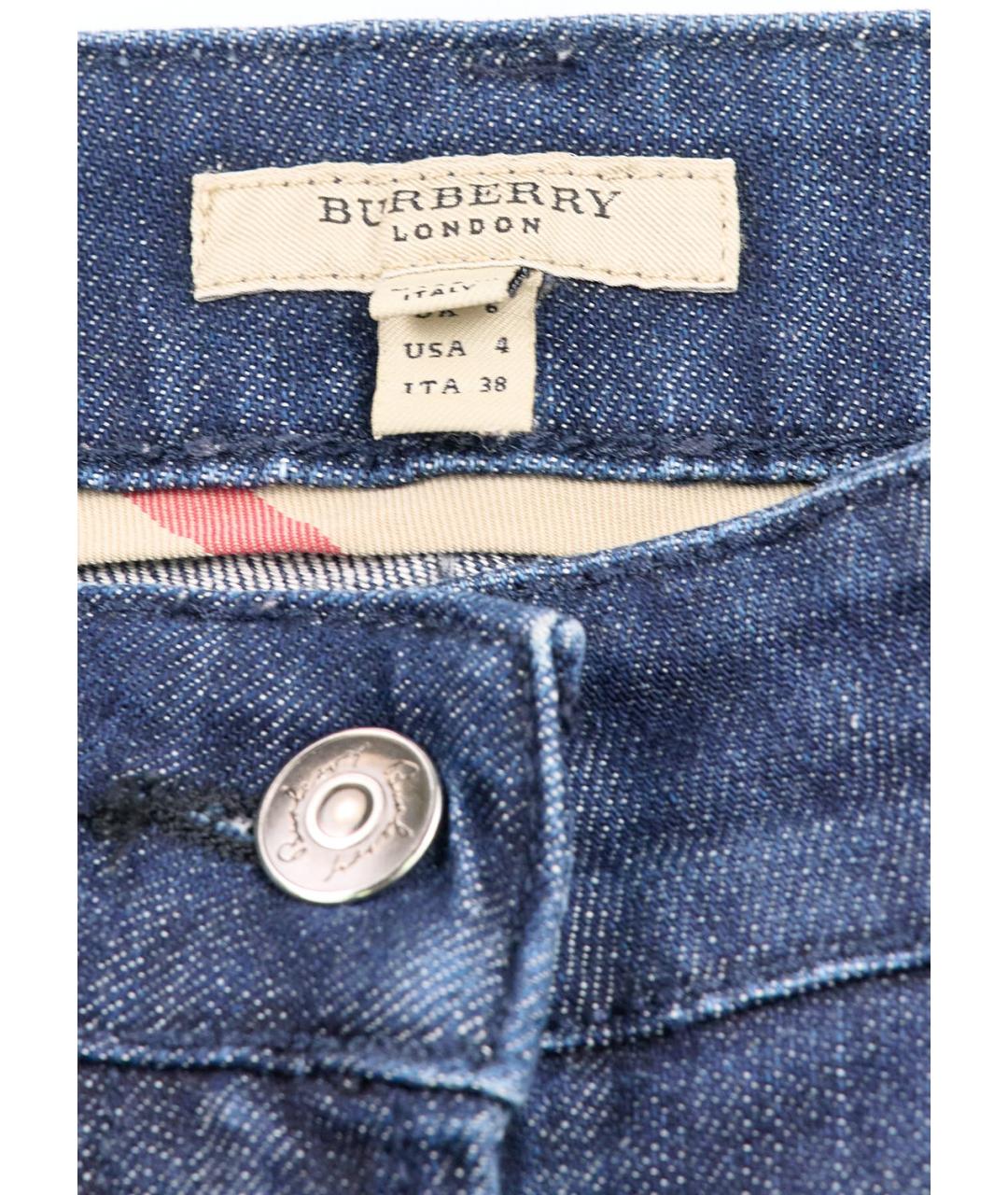 BURBERRY Синие хлопко-эластановые джинсы клеш, фото 4