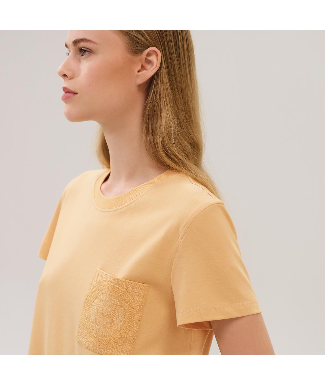 HERMES Желтое хлопковое повседневное платье, фото 4