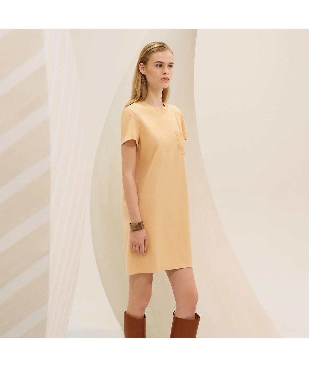 HERMES Желтое хлопковое повседневное платье, фото 2