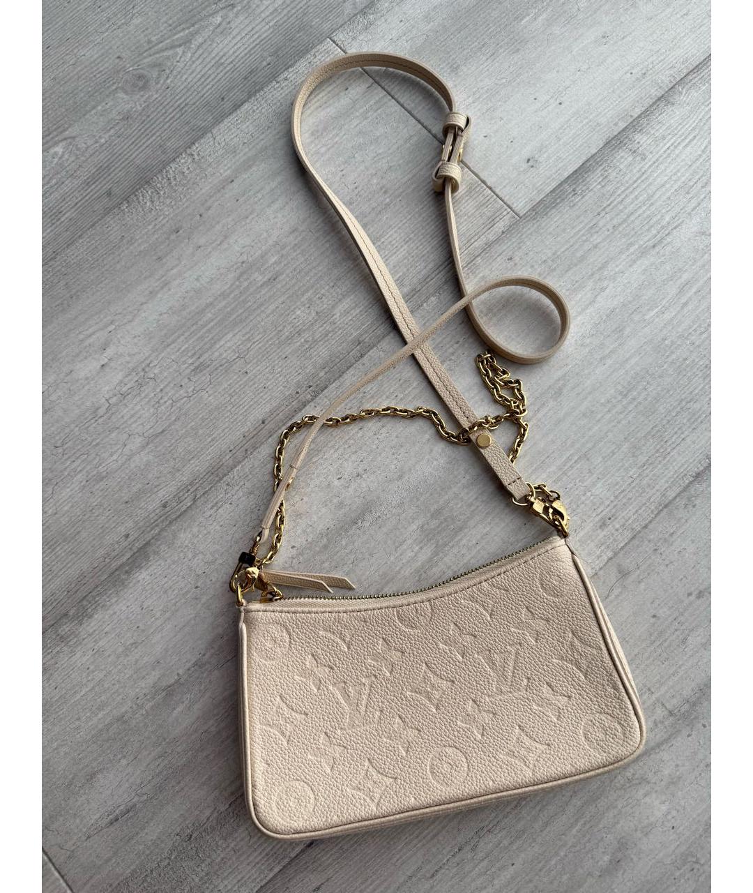 LOUIS VUITTON Бежевая кожаная сумка через плечо, фото 3