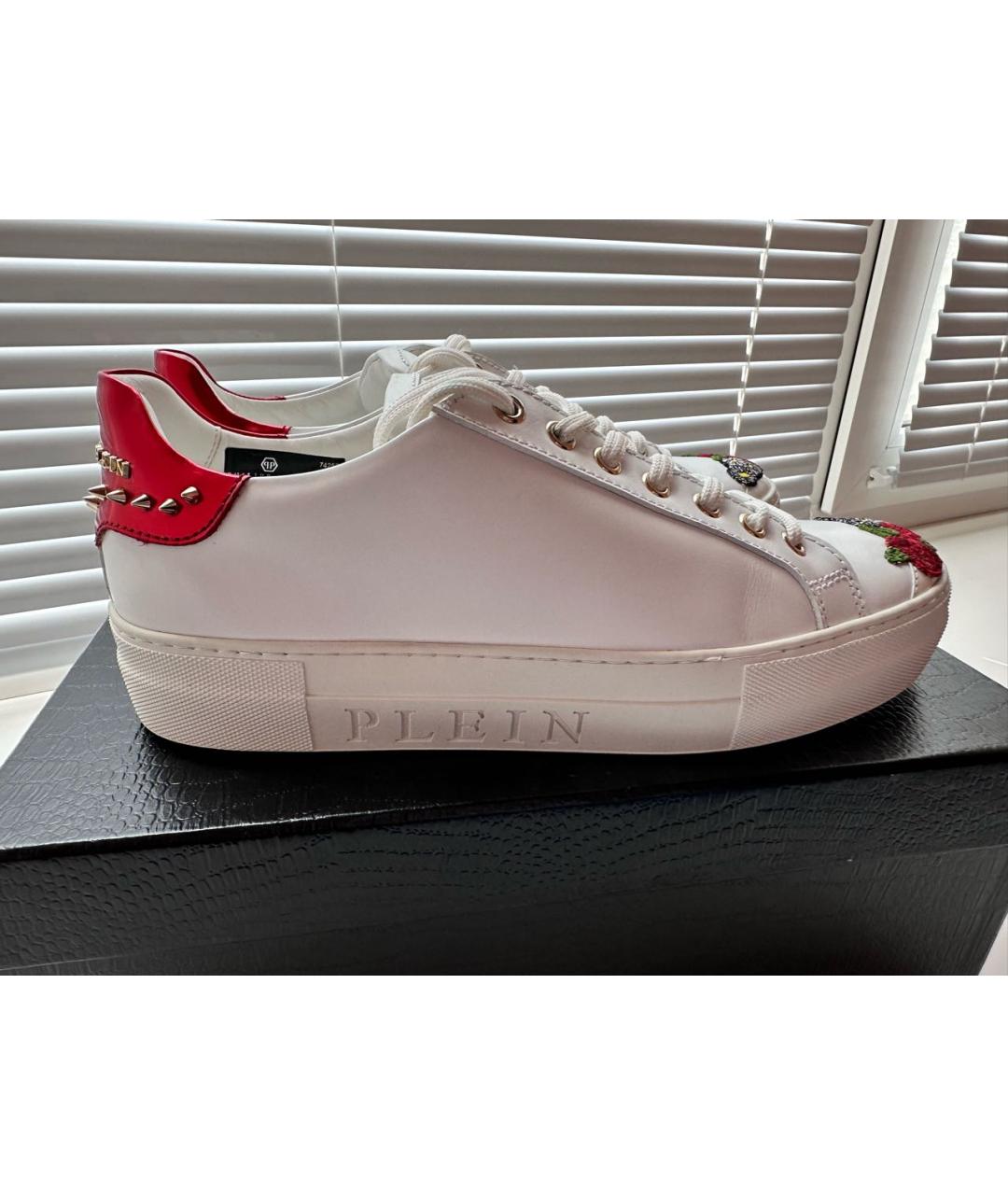 PHILIPP PLEIN Белые кожаные кеды, фото 9