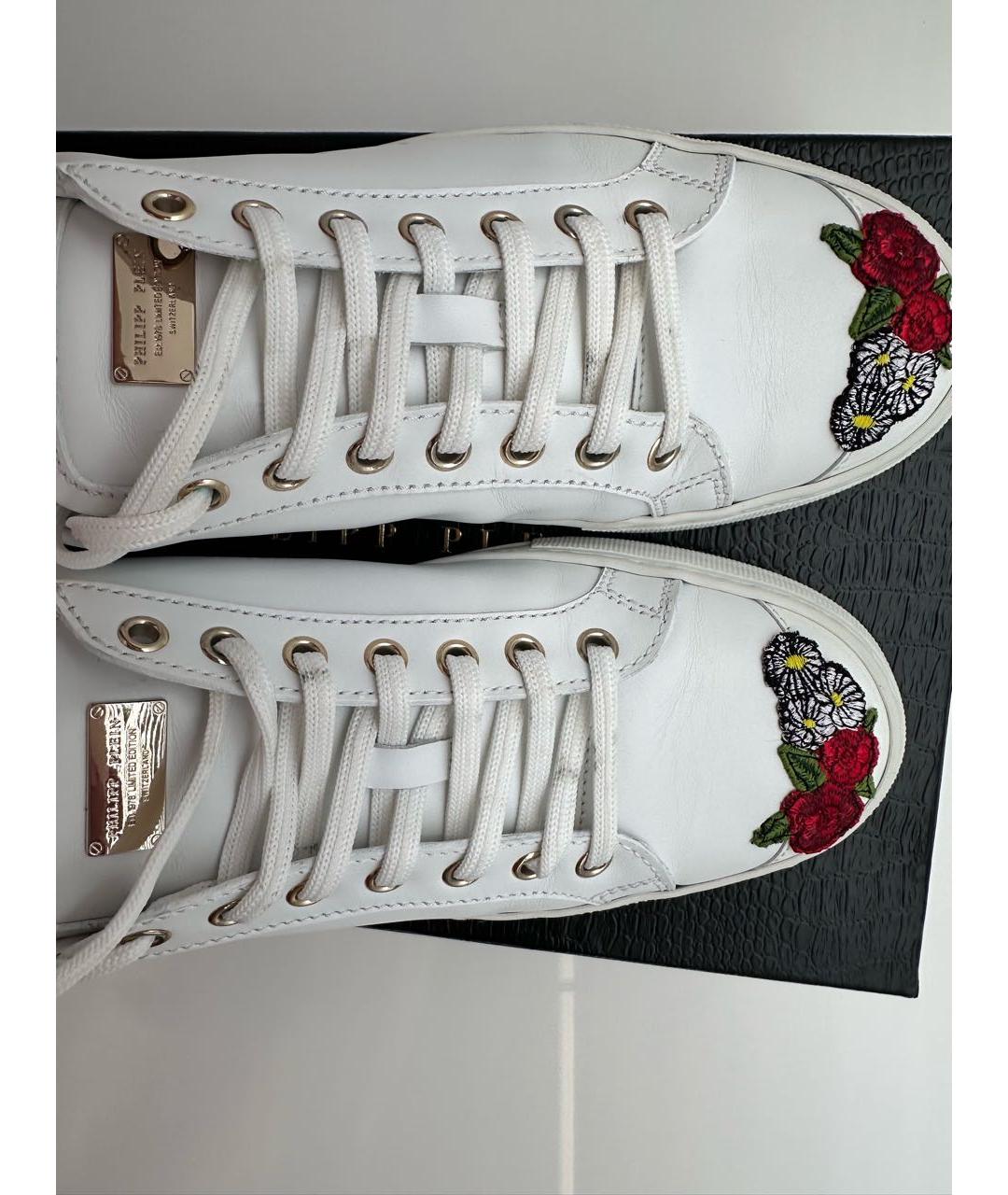 PHILIPP PLEIN Белые кожаные кеды, фото 8