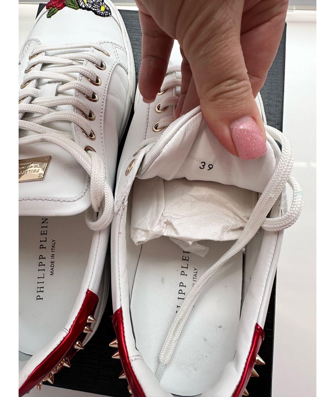 PHILIPP PLEIN Белые кожаные кеды, фото 5