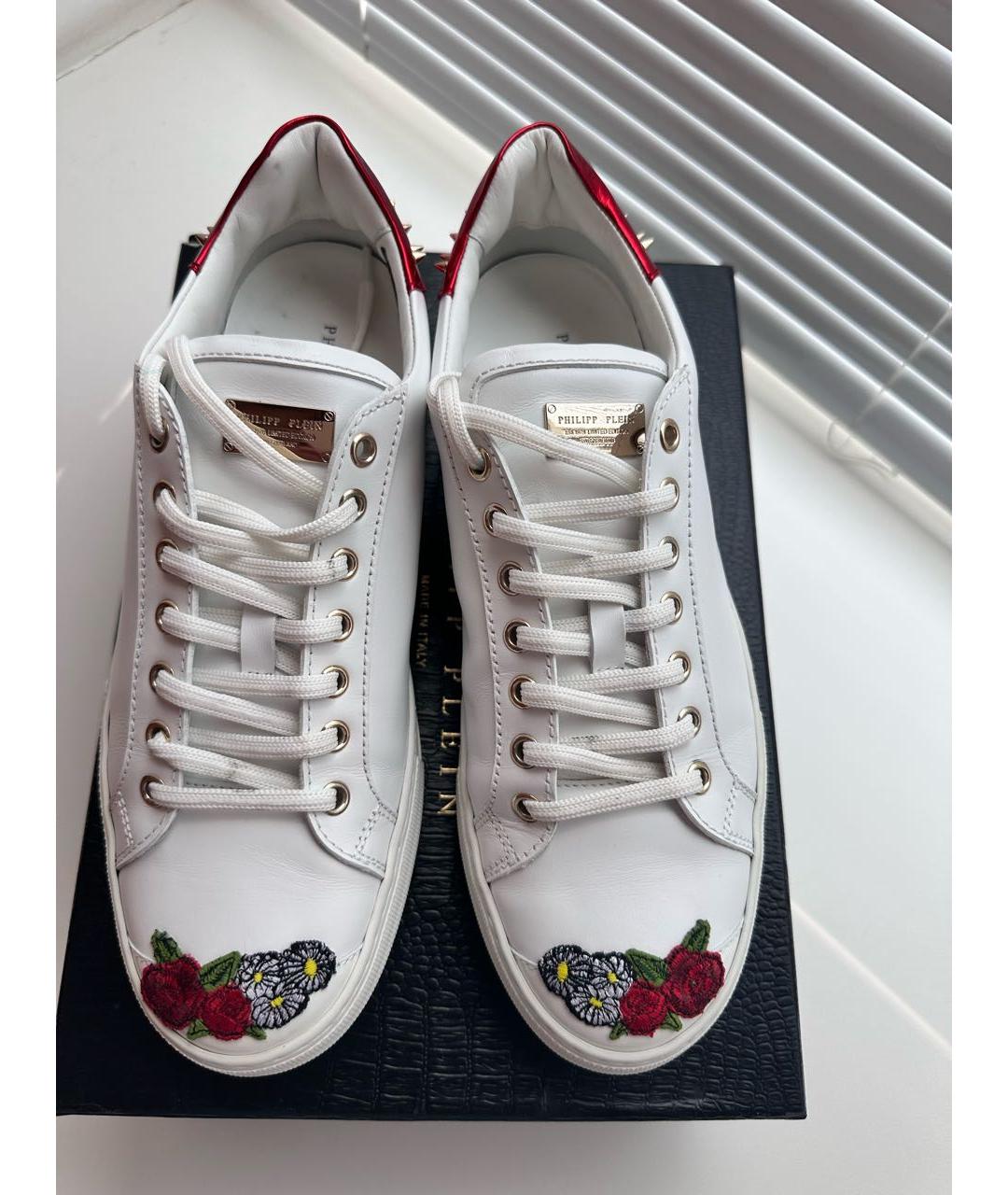 PHILIPP PLEIN Белые кожаные кеды, фото 2