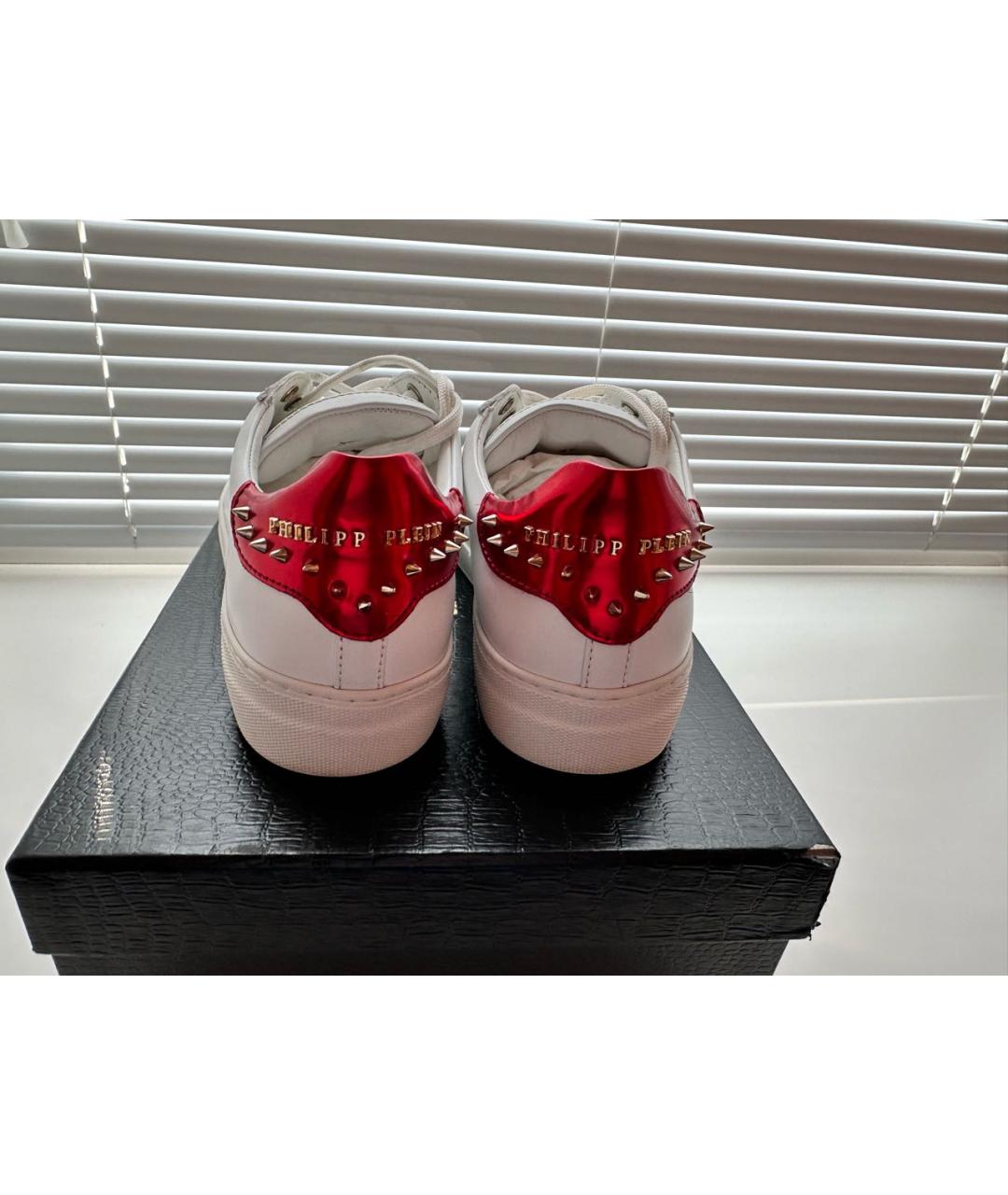 PHILIPP PLEIN Белые кожаные кеды, фото 3