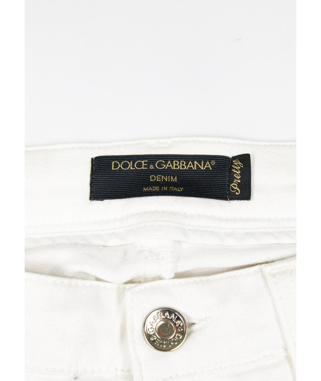 DOLCE&GABBANA Белые хлопко-эластановые прямые джинсы, фото 3