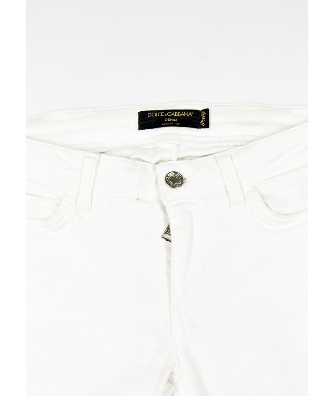 DOLCE&GABBANA Белые хлопко-эластановые прямые джинсы, фото 4