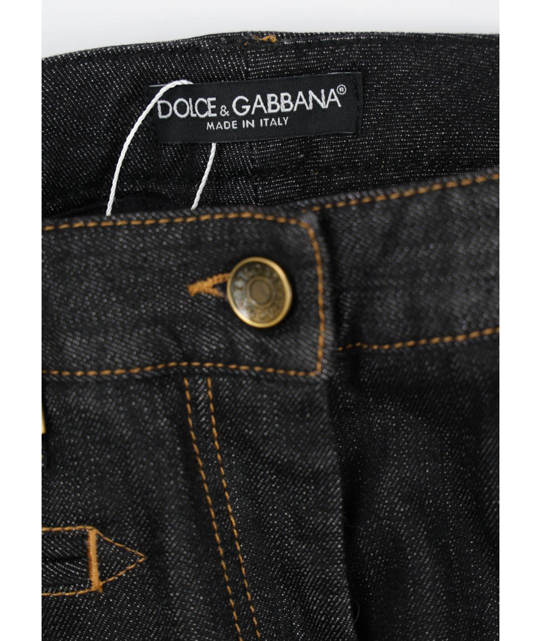 DOLCE&GABBANA Черные хлопковые прямые джинсы, фото 4