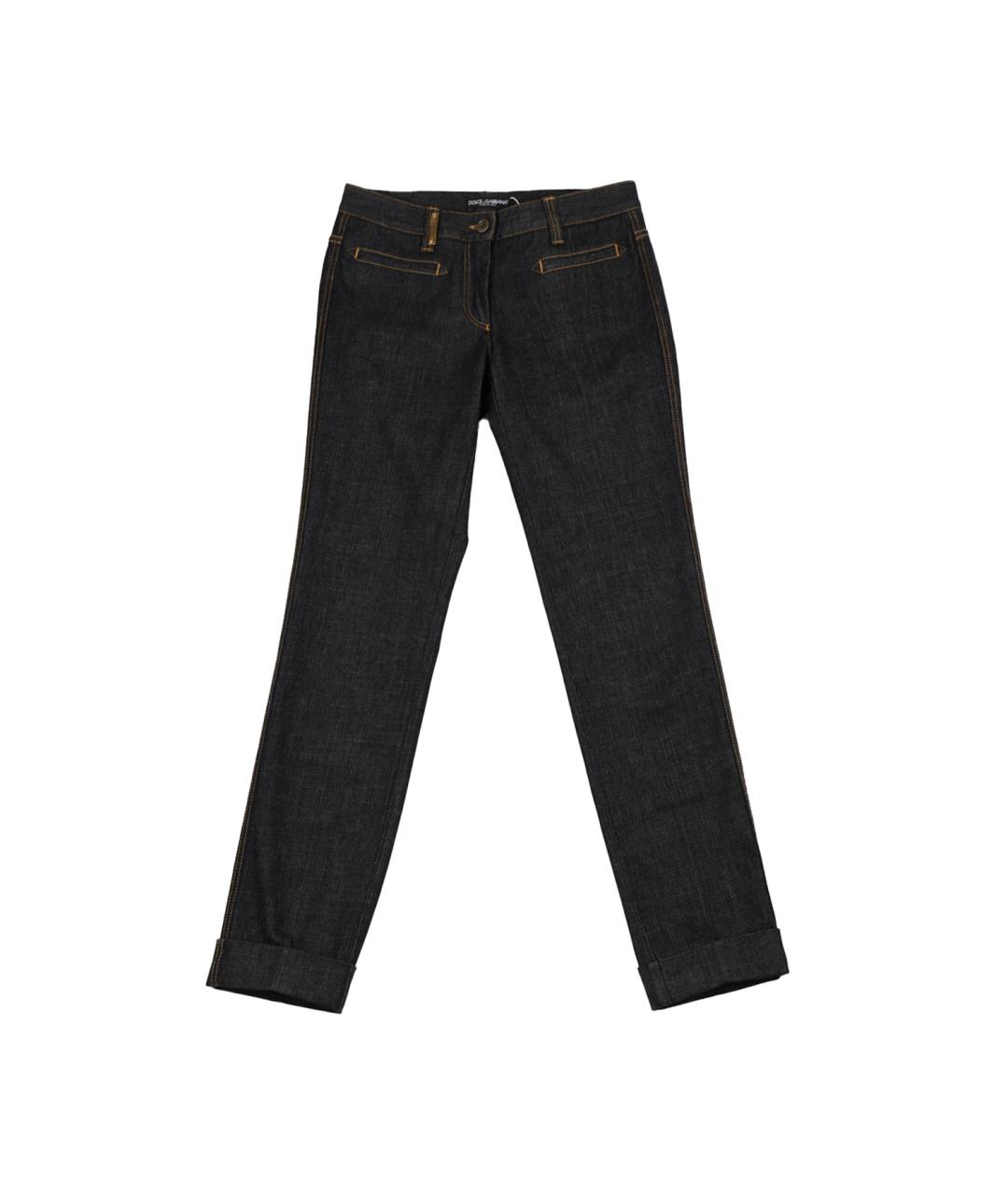 DOLCE&GABBANA Черные хлопковые прямые джинсы, фото 1