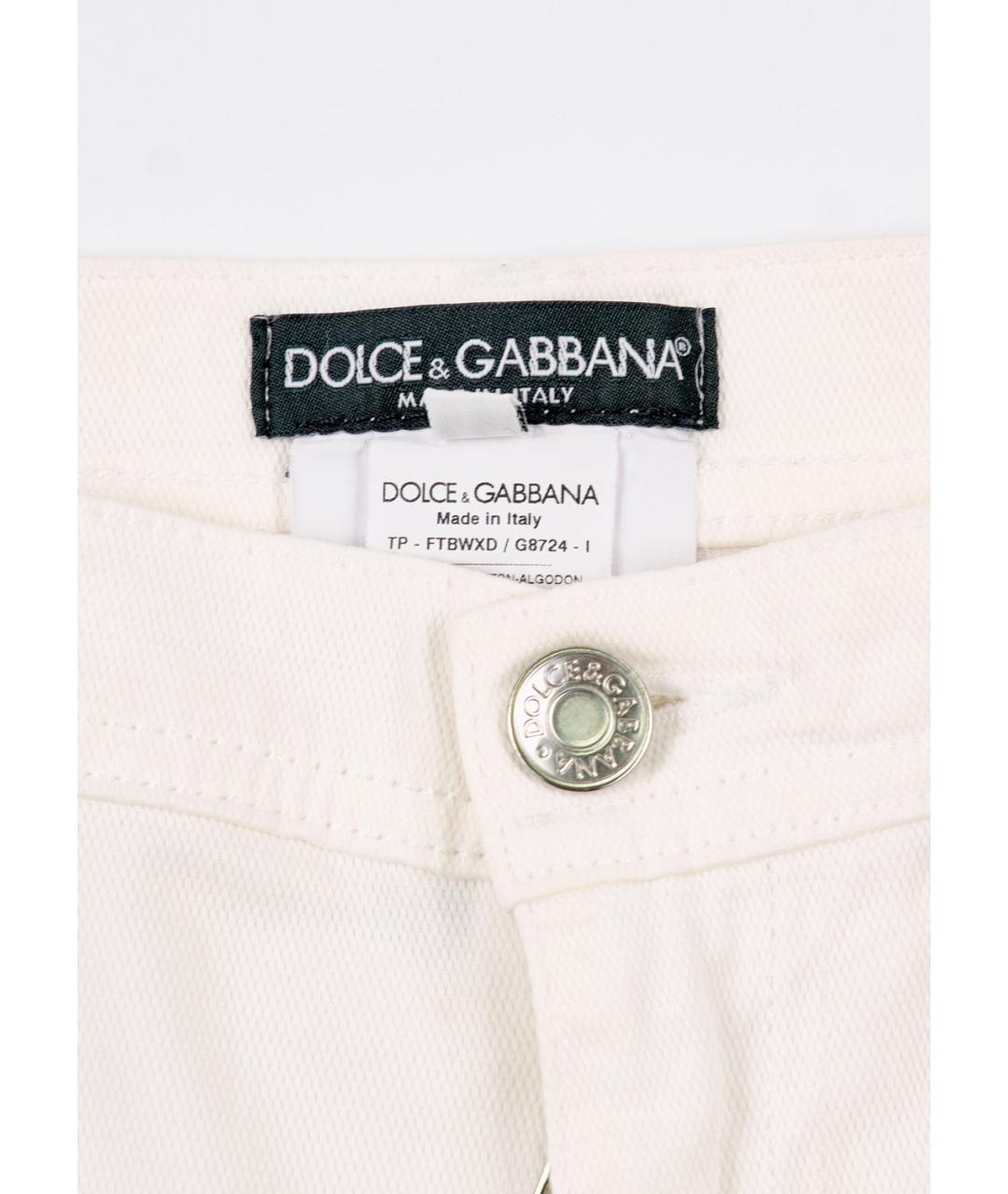 DOLCE&GABBANA Белые хлопко-эластановые прямые джинсы, фото 4