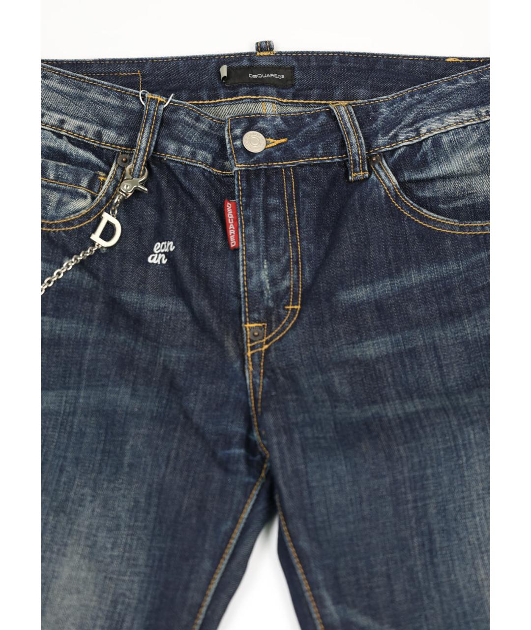 DSQUARED2 Синие хлопковые прямые джинсы, фото 5