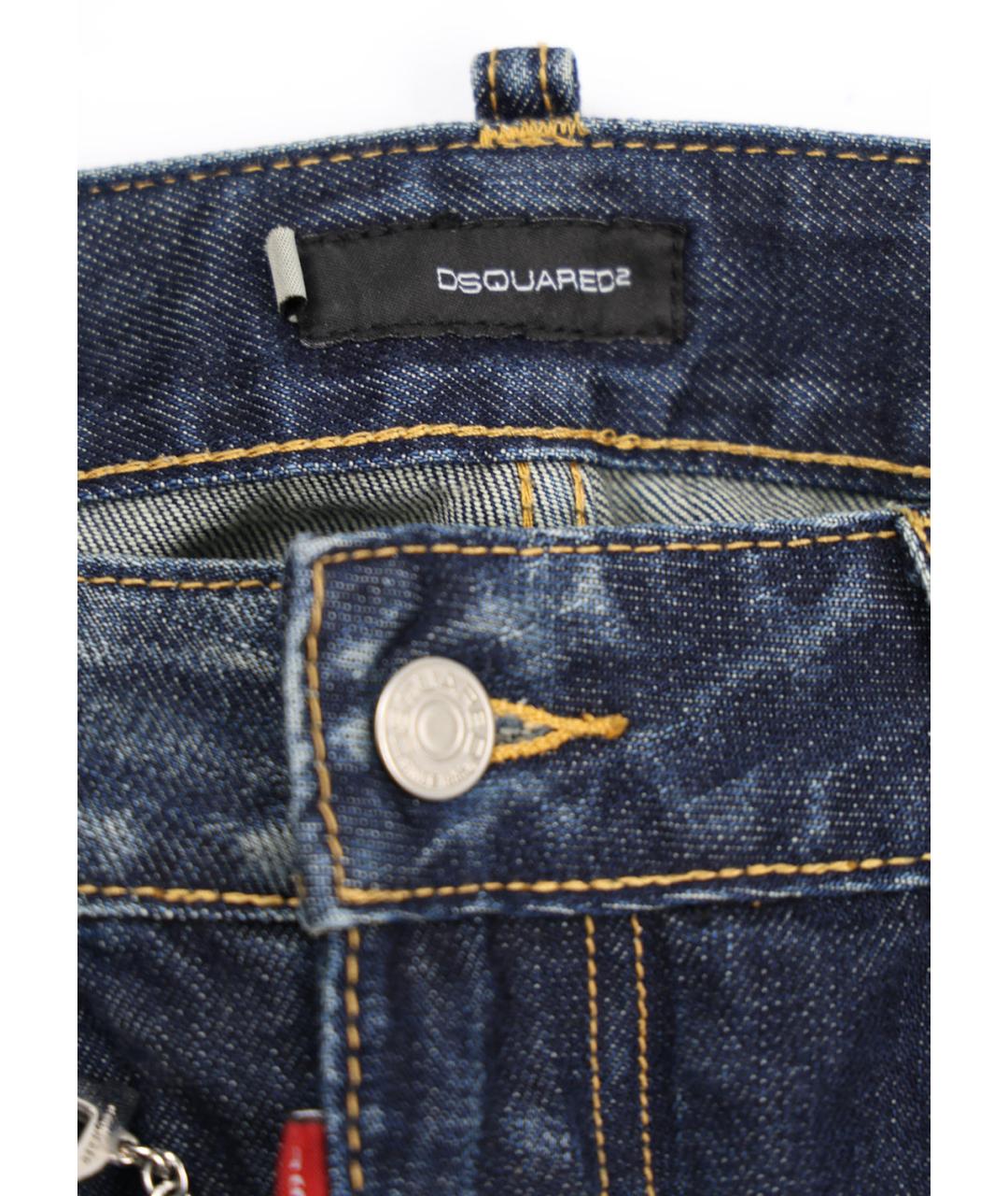 DSQUARED2 Синие хлопковые прямые джинсы, фото 4